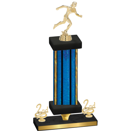 Premium Single Blue Glacier Second Place Running Trophy