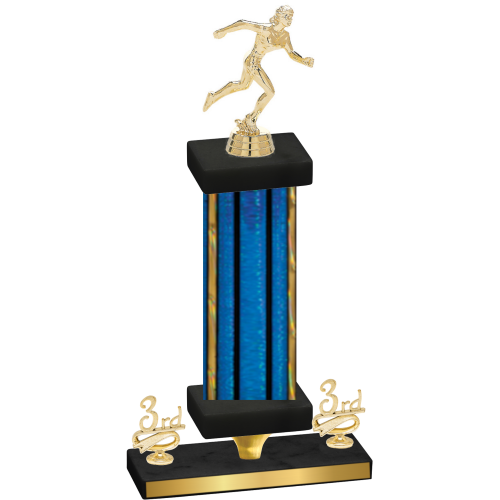 Premium Single Blue Glacier Third Place Running Trophy