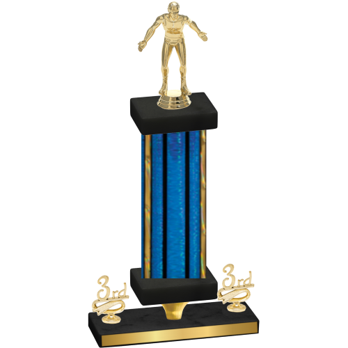 Premium Single Blue Glacier Third Place Wrestling Trophy