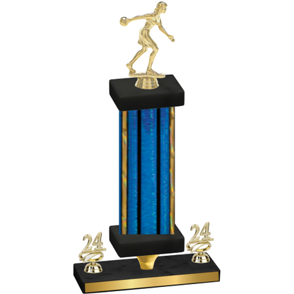 Premium Single Blue Glacier Year Bowling Trophy