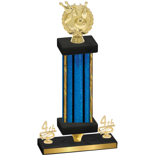 Premium Single Blue Glacier Fourth Place Bowling Trophy