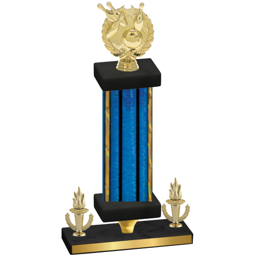 Premium Single Blue Glacier Victory Bowling Trophy