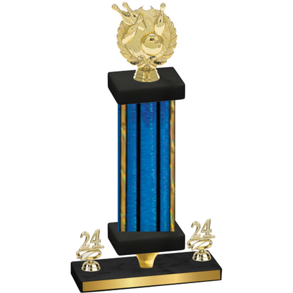 Premium Single Blue Glacier Year Bowling Trophy