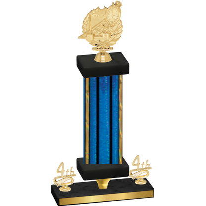 Premium Single Blue Glacier Fourth Place Swimming Trophy