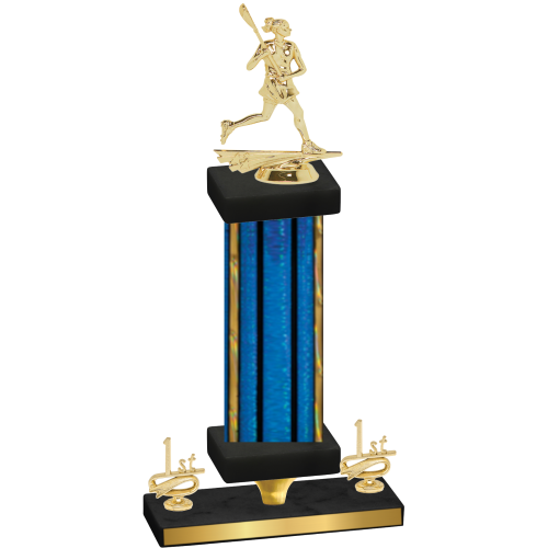 Premium Single Blue Glacier First Place Lacrosse Trophy