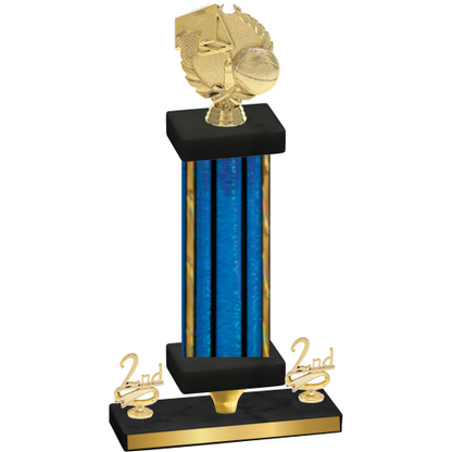 Premium Single Blue Glacier Second Place Basketball Trophy