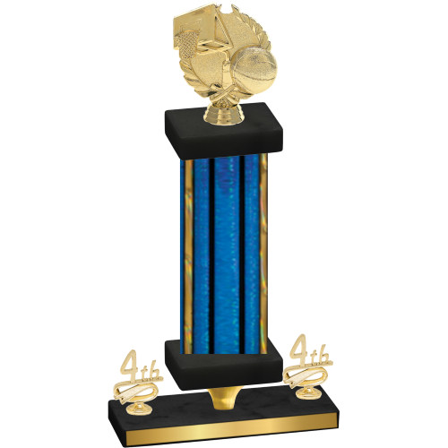Premium Single Blue Glacier Fourth Place Basketball Trophy