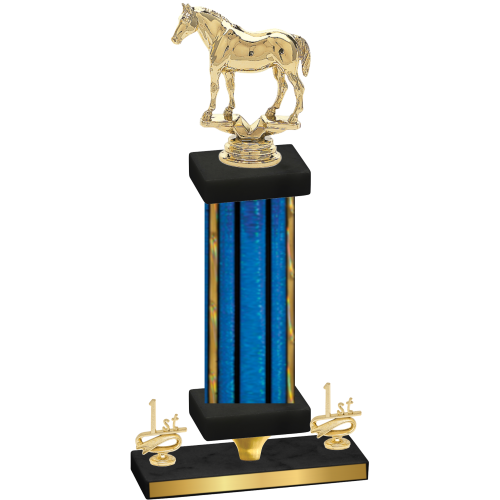 Premium Single Blue Glacier First Place Horses Trophy