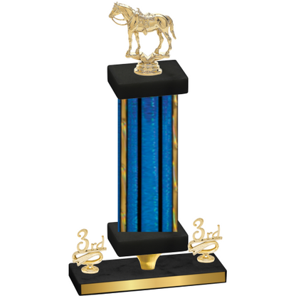 Premium Single Blue Glacier Third Place Horses Trophy