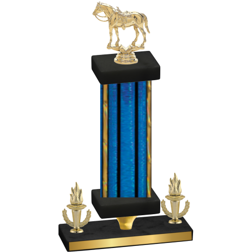 Premium Single Blue Glacier Victory Horses Trophy