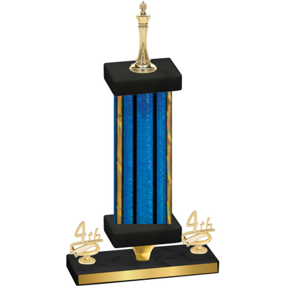 Premium Single Blue Glacier Fourth Place Chess Trophy