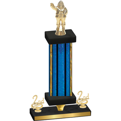 Premium Single Blue Glacier Second Place Holiday Trophy