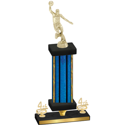 Premium Single Blue Glacier Fourth Place Basketball Trophy