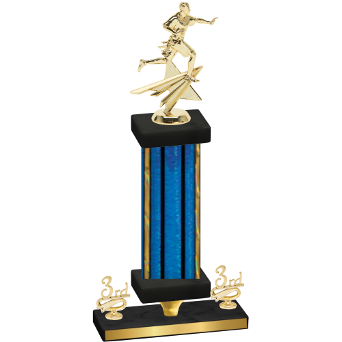 Premium Single Blue Glacier Third Place Flag Football Trophy