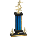 Premium Single Blue Glacier Victory Flag Football Trophy