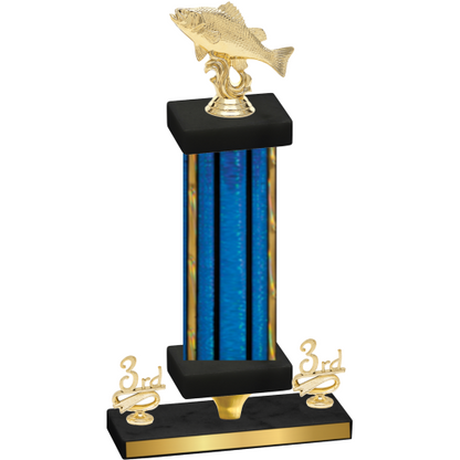 Premium Single Blue Glacier Third Place Fishing Trophy