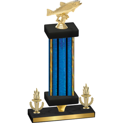 Premium Single Blue Glacier Victory Fishing Trophy