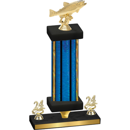Premium Single Blue Glacier Year Fishing Trophy