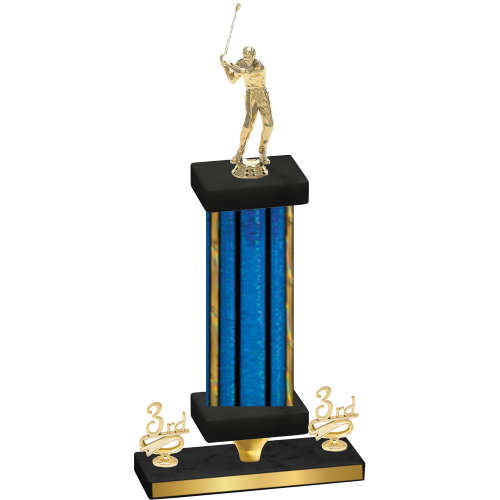 Premium Single Blue Glacier Third Place Golf Trophy
