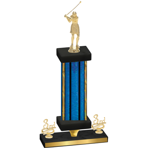 Premium Single Blue Glacier Third Place Golf Trophy