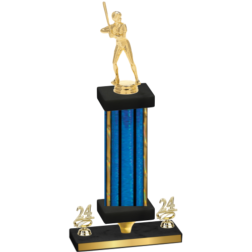 Premium Single Blue Glacier Year Softball Trophy
