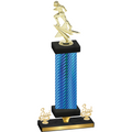 Premium Single Blue Carbon Fiber Third Place Football Trophy