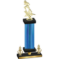 Premium Single Blue Carbon Fiber Victory Football Trophy