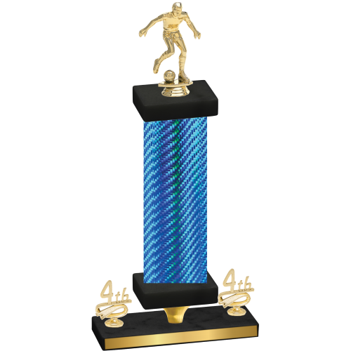 Premium Single Blue Carbon Fiber Fourth Place Soccer Trophy