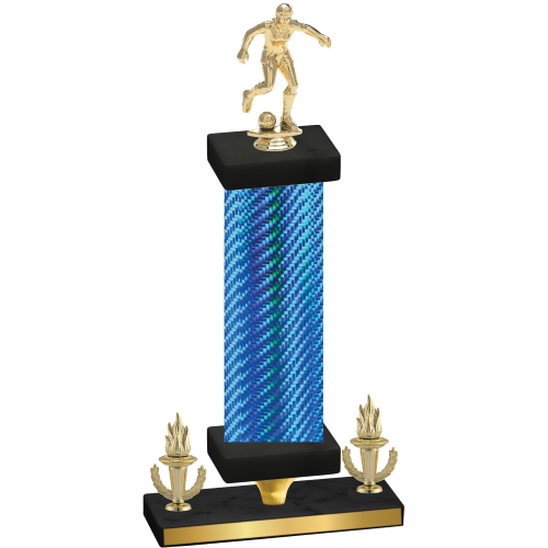 Premium Single Blue Carbon Fiber Victory Soccer Trophy