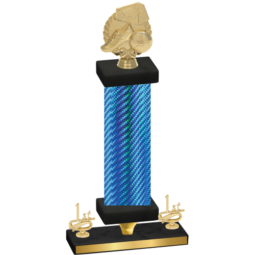 Premium Single Blue Carbon Fiber First Place Soccer Trophy