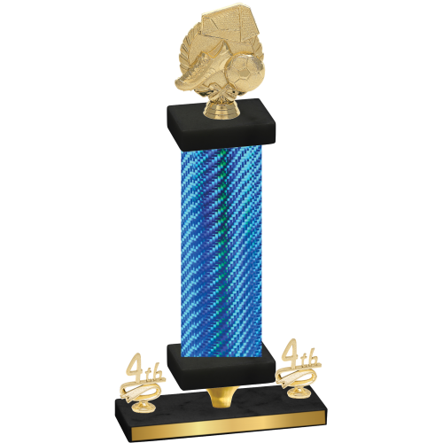 Premium Single Blue Carbon Fiber Fourth Place Soccer Trophy