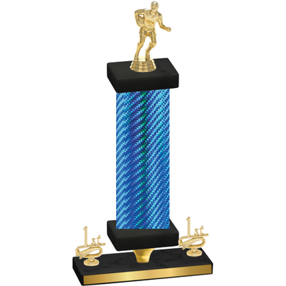 Premium Single Blue Carbon Fiber First Place Rugby Trophy