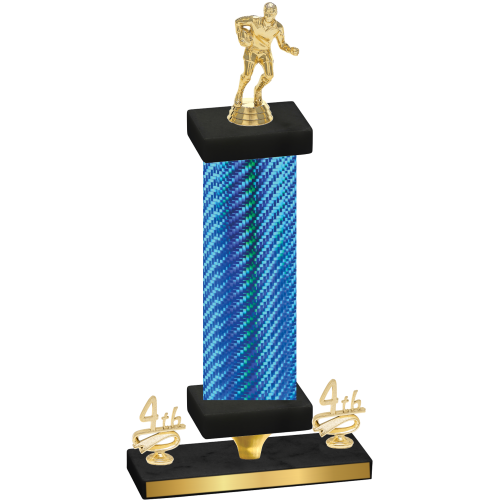 Premium Single Blue Carbon Fiber Fourth Place Rugby Trophy