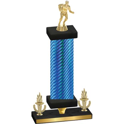 Premium Single Blue Carbon Fiber Victory Rugby Trophy