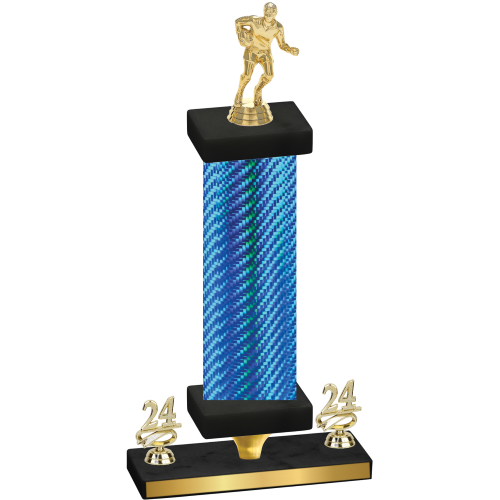 Premium Single Blue Carbon Fiber Year Rugby Trophy