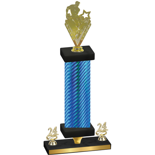 Premium Single Blue Carbon Fiber Year Rugby Trophy