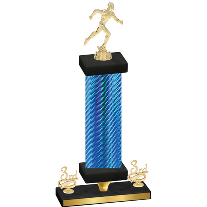 Premium Single Blue Carbon Fiber Third Place Running Trophy
