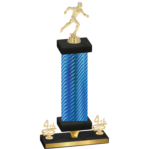 Premium Single Blue Carbon Fiber Fourth Place Running Trophy