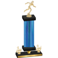 Premium Single Blue Carbon Fiber Third Place Running Trophy