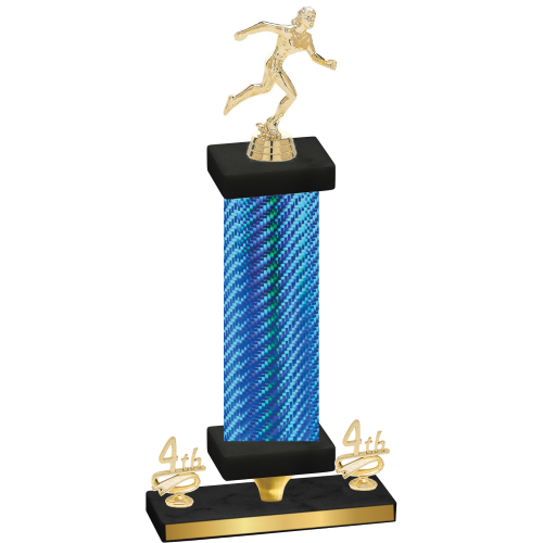 Premium Single Blue Carbon Fiber Fourth Place Running Trophy