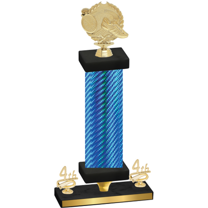 Premium Single Blue Carbon Fiber Fourth Place Running Trophy