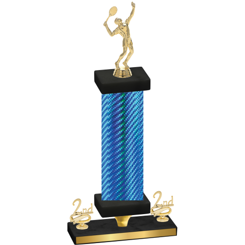 Premium Single Blue Carbon Fiber Second Place Tennis Trophy