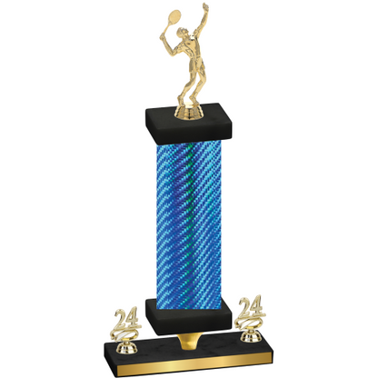 Premium Single Blue Carbon Fiber Year Tennis Trophy