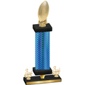 Premium Single Blue Carbon Fiber Third Place Football Trophy