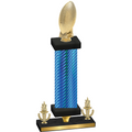 Premium Single Blue Carbon Fiber Victory Football Trophy