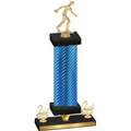 Premium Single Blue Carbon Fiber Second Place Bowling Trophy