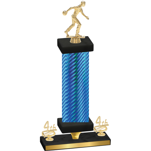 Premium Single Blue Carbon Fiber Fourth Place Bowling Trophy