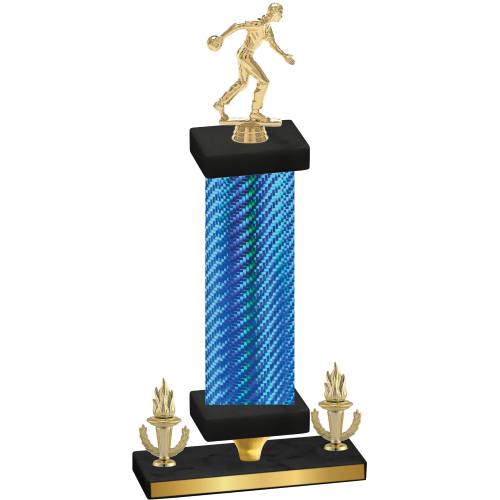Premium Single Blue Carbon Fiber Victory Bowling Trophy