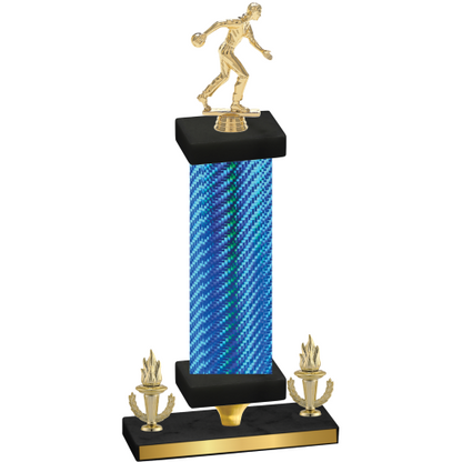 Premium Single Blue Carbon Fiber Victory Bowling Trophy