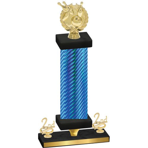 Premium Single Blue Carbon Fiber Second Place Bowling Trophy